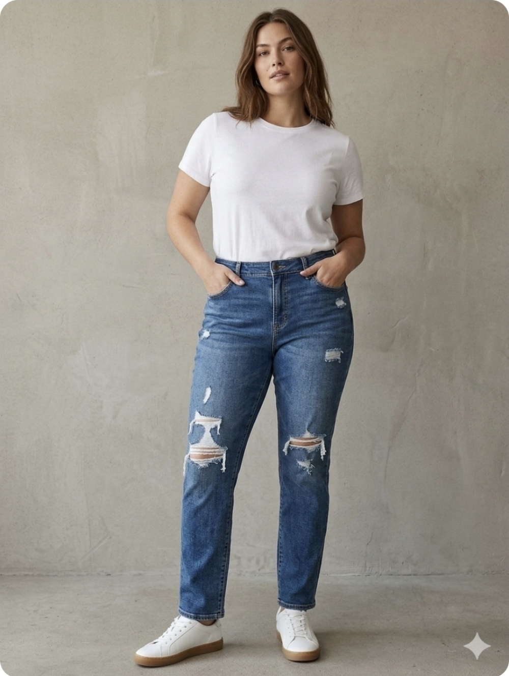 Distressed Women's Dark Blue Ripped Jeans